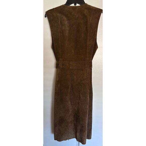 Vintage Zara Studio Cow Leather Sleeveless western long jacket Size M - Picture 3 of 7